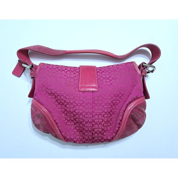 Coach Small Soho Pink Signature C Canvas Ceather Bag Y2K 6818 - Picture 3 of 14